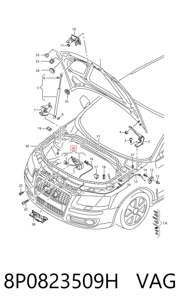 Zamek maski Audi A3 Sportback