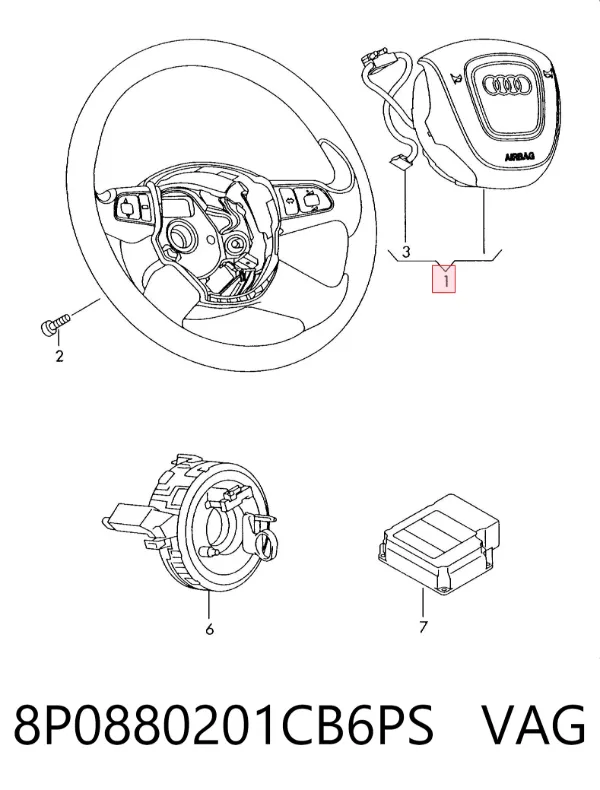 Poduszka powietrzna (Airbag) kierowcy 8P0880201CB6PS VAG