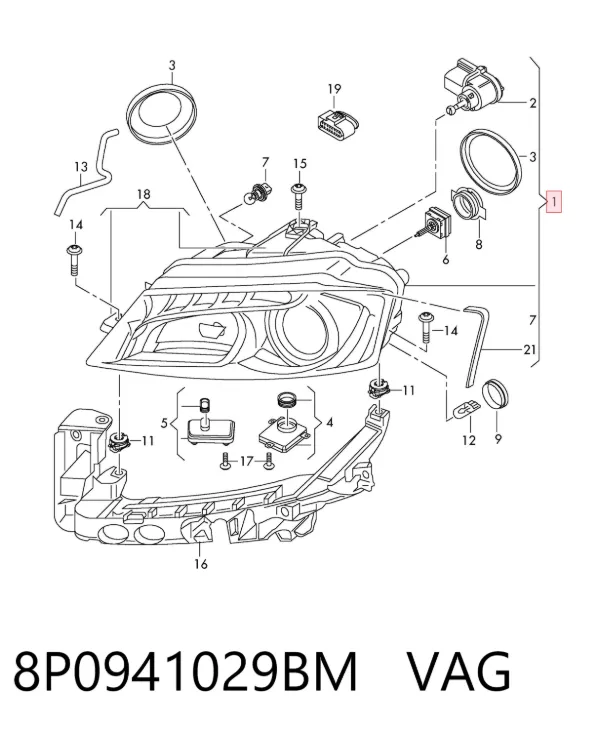 Reflektor lewy 8P0941029BM VAG