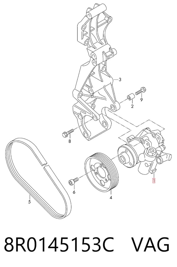 Pompa wspomagania hydraulicznego kierownicy 8R0145153C VAG