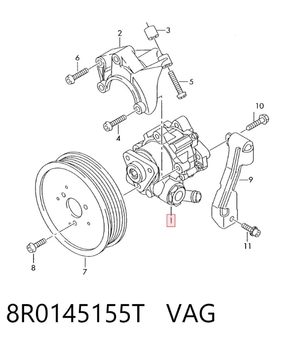 Pompa wspomagania hydraulicznego kierownicy 8R0145155T VAG