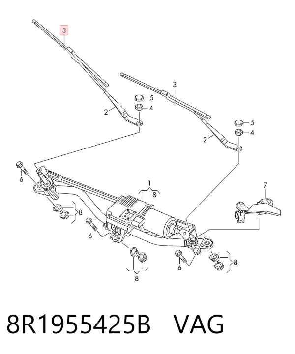 Pióro wycieraczki szyby przedniej kierowcy 8R1955425B VAG