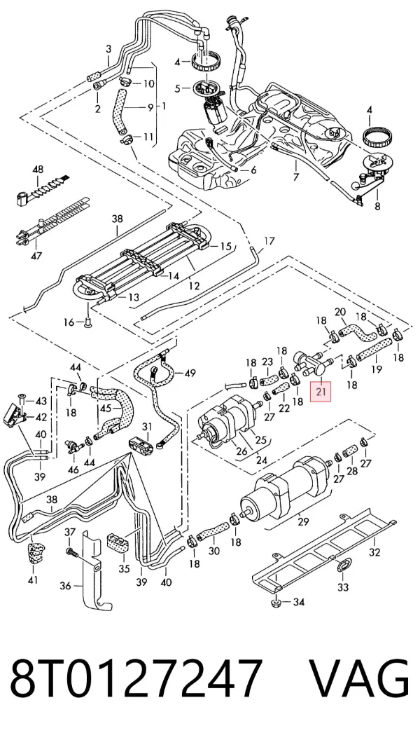 Zawór zwrotny filtra paliwa 8T0127247 VAG