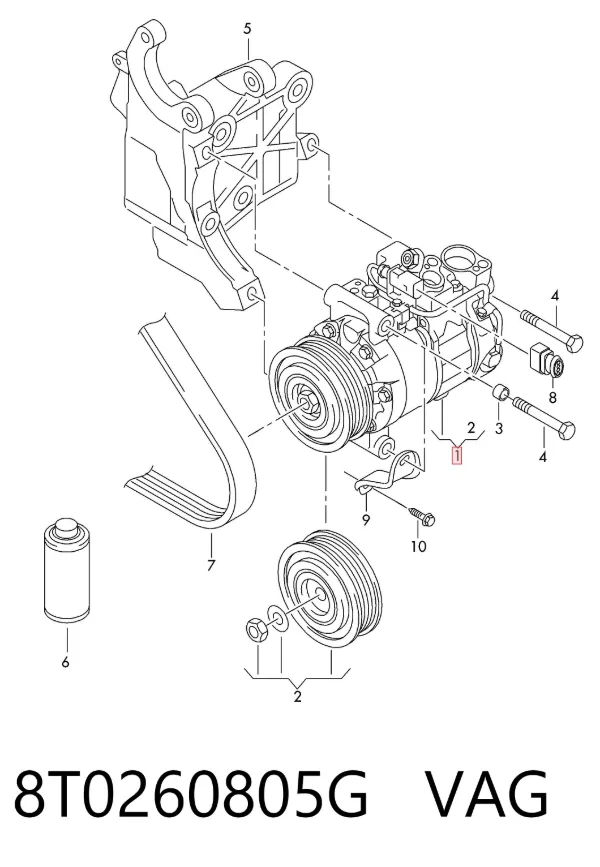 Sprężarka klimatyzacji 8T0260805G VAG