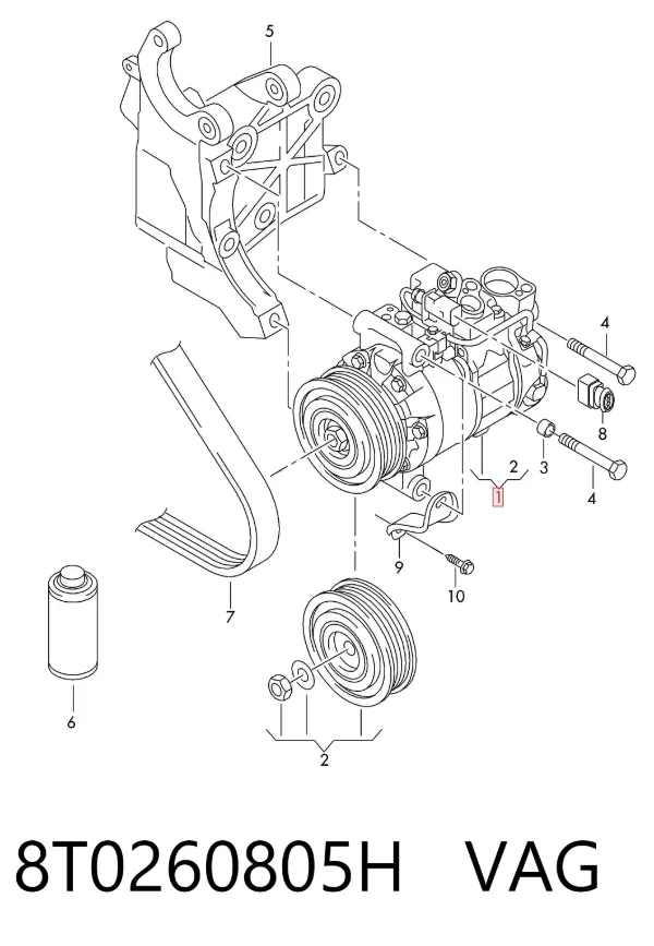 Sprężarka klimatyzacji 8T0260805H VAG