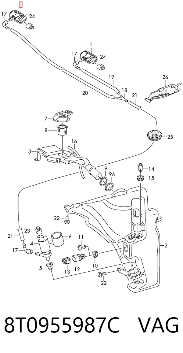 Dysza spryskiwacza szyby przedniej 8T0955987C VAG