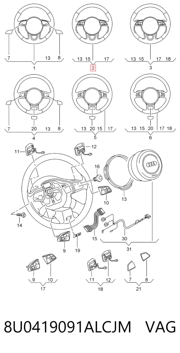 Kierownica Audi Q3 8UB, 8UG