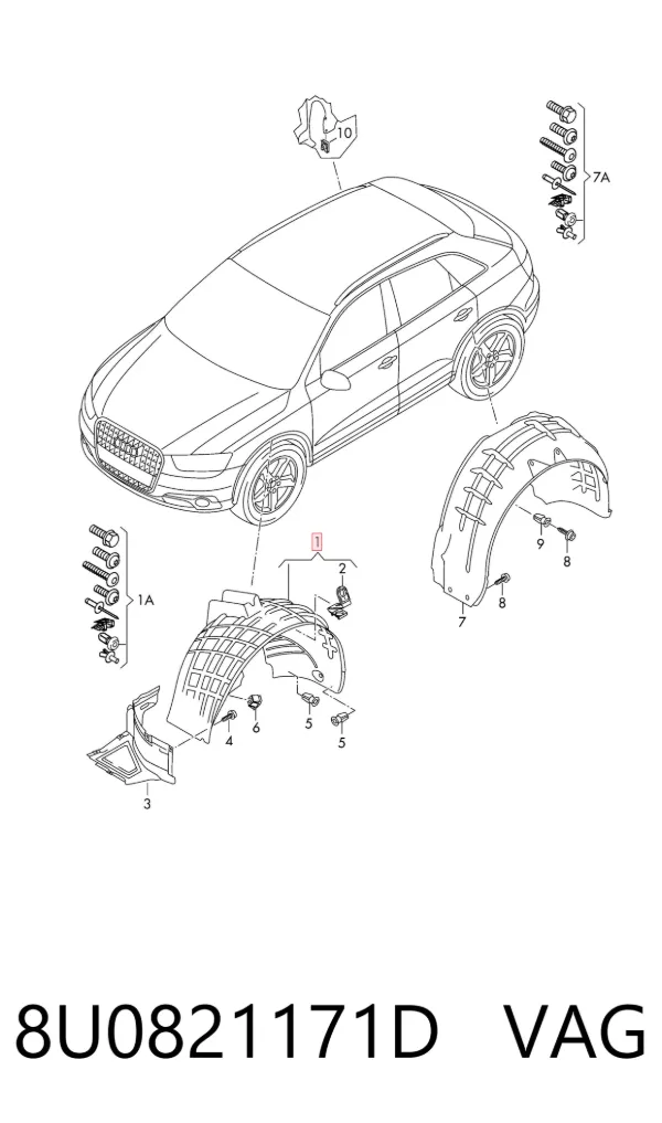 Nadkole błotnika przedniego lewe Audi Q3 8UB, 8UG