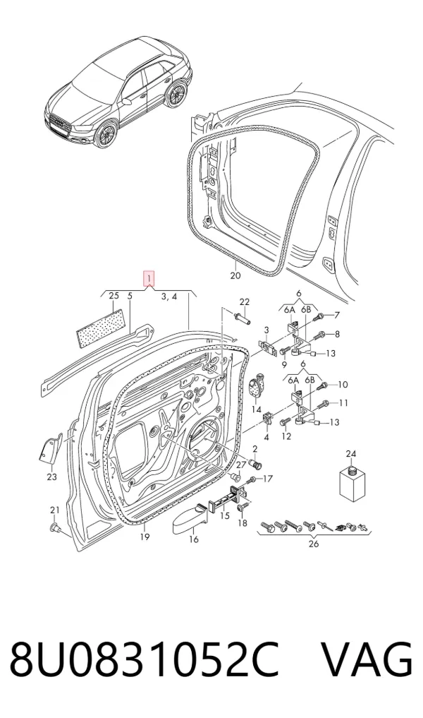 Drzwi przednie prawe Audi Q3 8UB, 8UG
