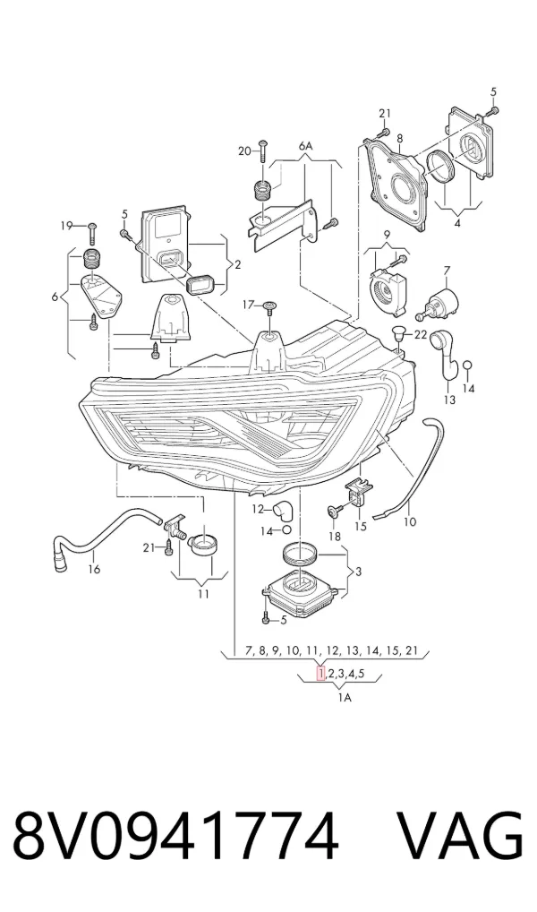Reflektor prawy 8V0941774 VAG