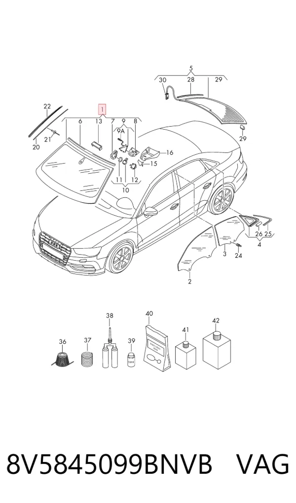 Szyba przednia Audi A3 8VS, 8VM