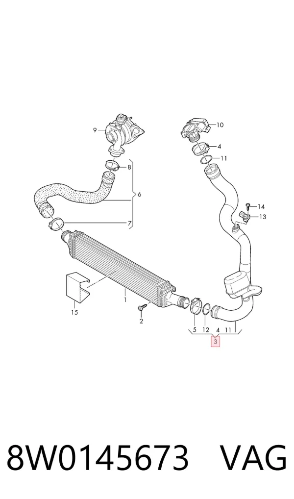 Przewód (króciec) intercoolera 8W0145673 VAG