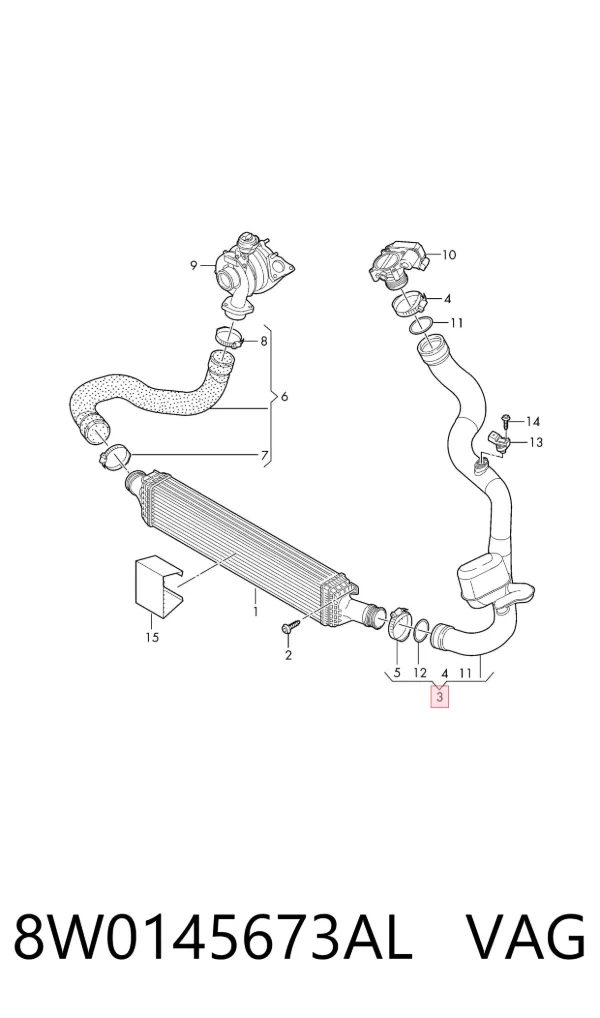 Przewód (króciec) intercoolera 8W0145673AL VAG