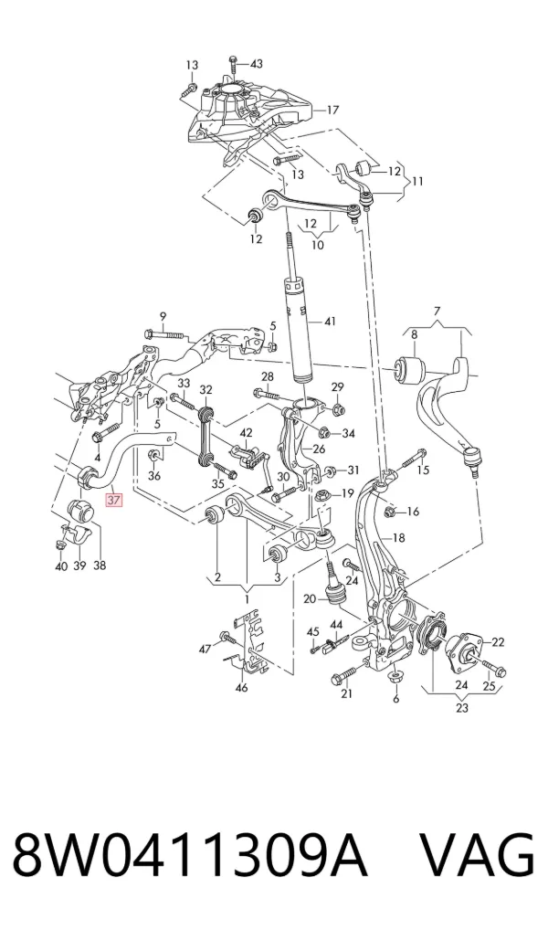 Stabilizator przedni 8W0411309A VAG