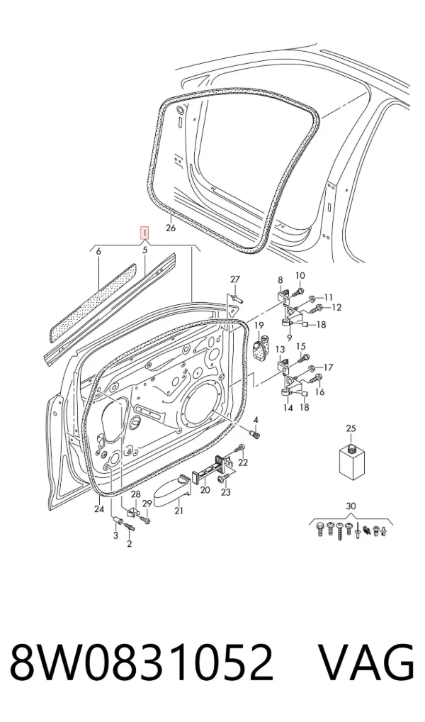 Drzwi przednie prawe 8W0831052 VAG