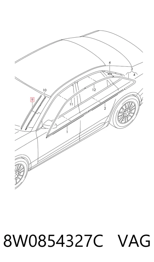 Listwa ochronna szyby przedniej lewa 8W0854327C VAG