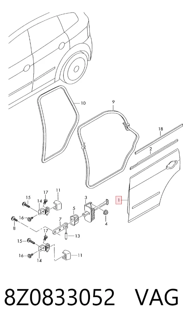 Drzwi tylne prawe Audi A2 8Z0