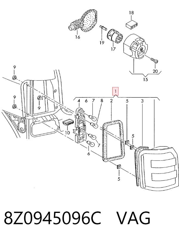 Lampa zespolona tylna prawa Audi A2 8Z0