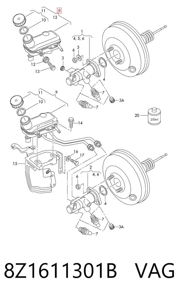 Zbiorniczek głównego cylindra hamulcowego (płynu hamulcowego) Audi A2 8Z0