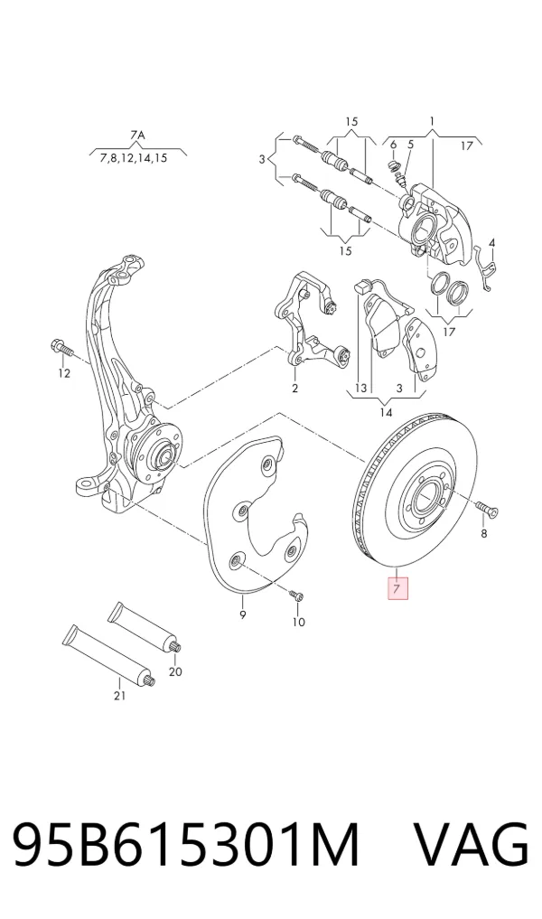 Tarcza hamulcowa przednia 95B615301M VAG