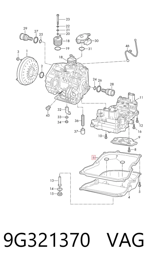 Uszczelka miski automatycznej/mechanicznej skrzyni biegów 9G321370 VAG