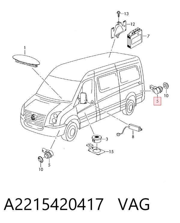 Czujnik parkowania przedni/tylny boczny A2215420417 VAG