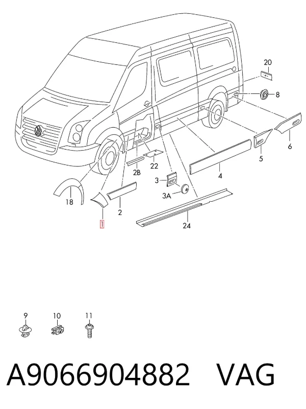 Nakładka błotnika przedniego prawego A9066904882 VAG