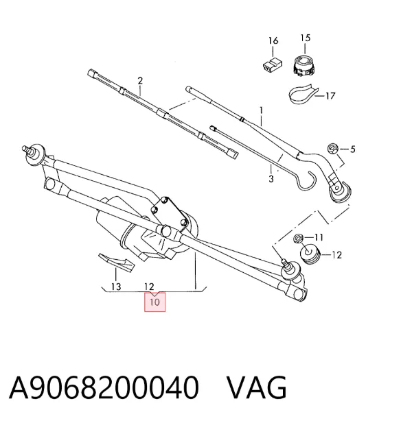 Mechanizm wycieraczek A9068200040 VAG