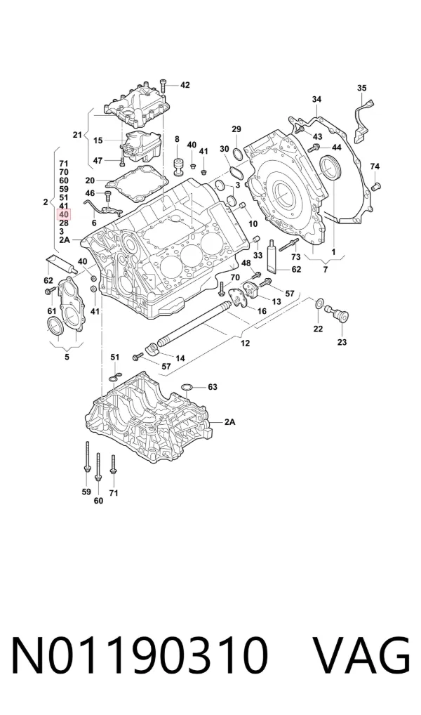 Zaślepka głowicy cylindrów/bloku cylindrów N01190310 VAG