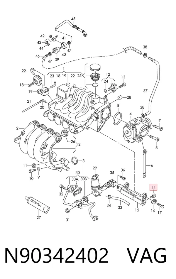 Śruba głowicy cylindrów N90342402 VAG