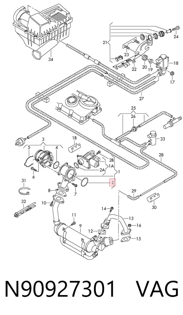 Uszczelka zaworu recyrkulacji EGR N90927301 VAG