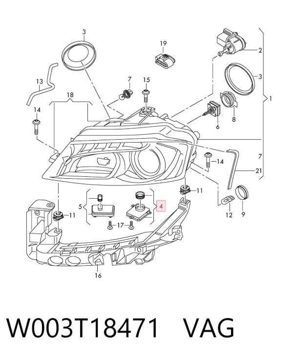 Ksenon, sterownik W003T18471 VAG