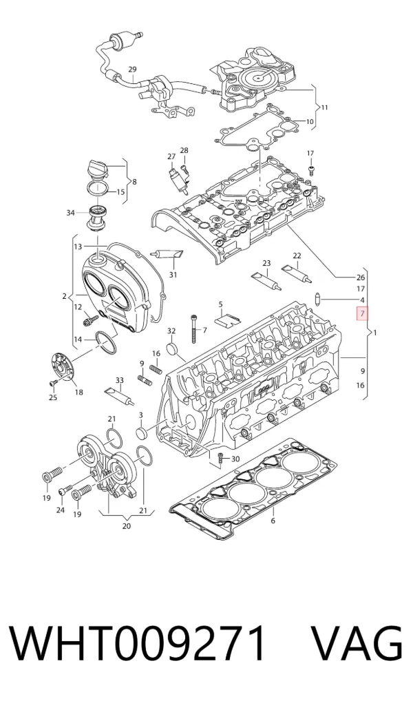 Śruba głowicy cylindrów WHT009271 VAG