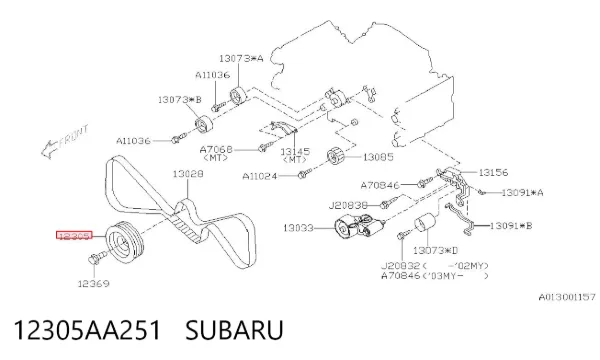 Koło pasowe wału korbowego 12305AA251 Subaru