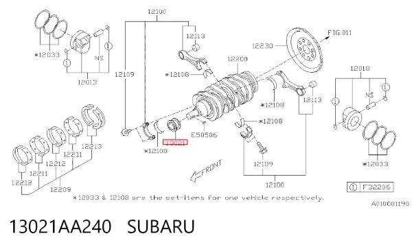 Koło zębate walcowe napędu wałka rozrządu 13021AA240 Subaru
