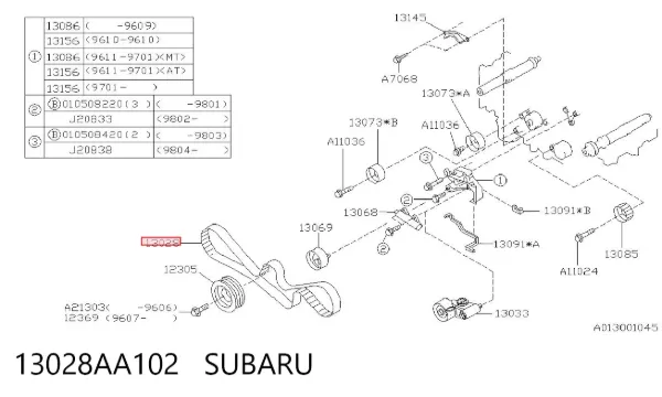 Pasek rozrządu 13028AA102 Subaru