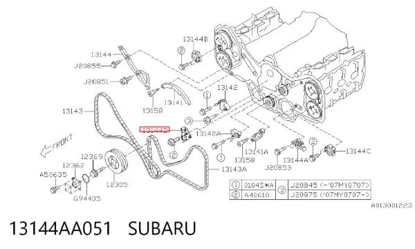 Tłumik drgań łańcucha rozrządu, wewnętrzny lewy 13144AA051 Subaru