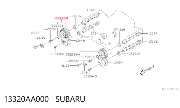 Koło zębate walcowe wału rozrządu silnika, dolotowego (ssącego) prawego 13320AA000 Subaru