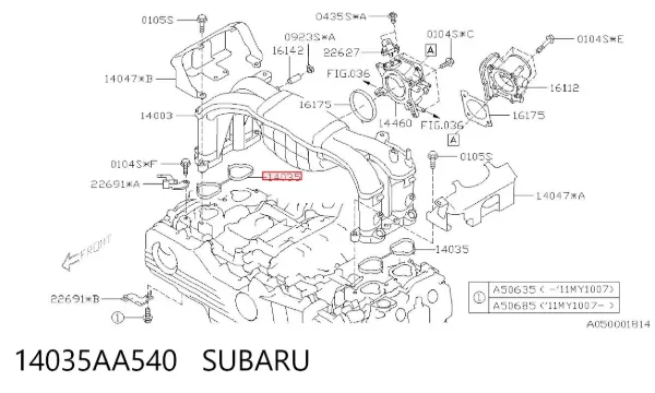 Uszczelka kolektora ssącego Subaru Impreza III