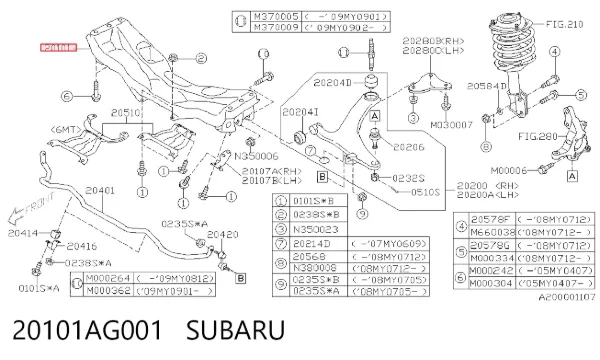 Korpus osi przedniej 20101AG001 Subaru