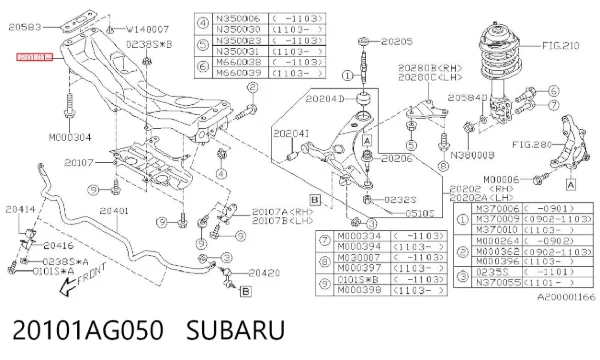 Korpus osi przedniej 20101AG050 Subaru