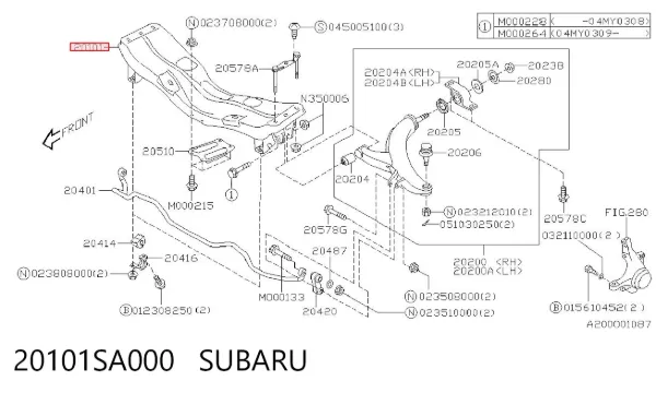 Korpus osi przedniej Subaru Impreza II