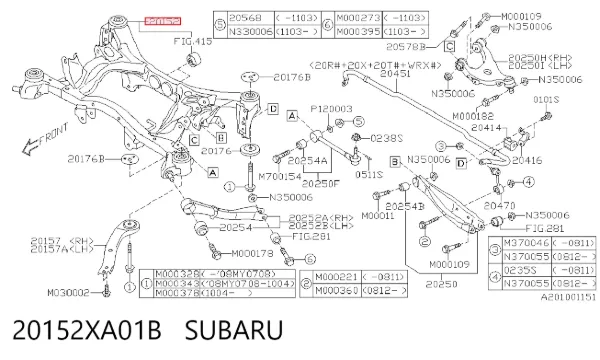 Korpus osi tylnej 20152XA01B Subaru