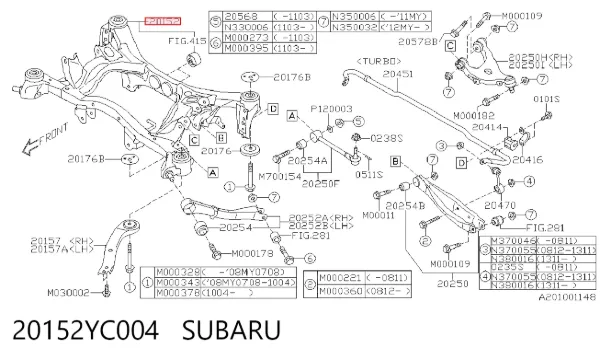 Korpus osi tylnej 20152YC004 Subaru