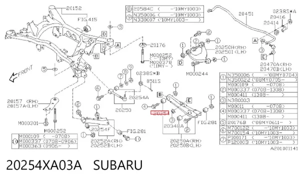 Silentblock wahacza tylnego dolnego 20254XA03A Subaru