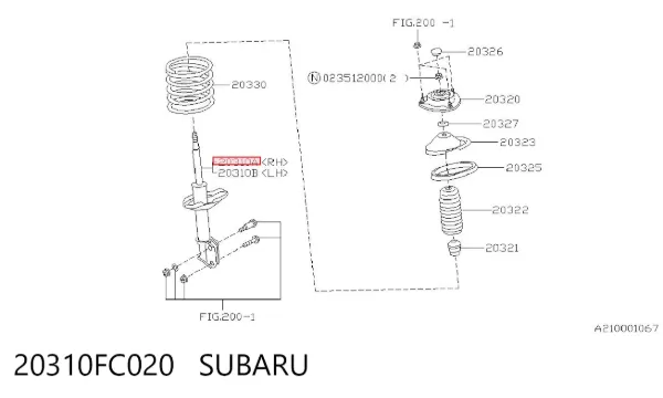 Amortyzator przedni prawy 20310FC020 Subaru