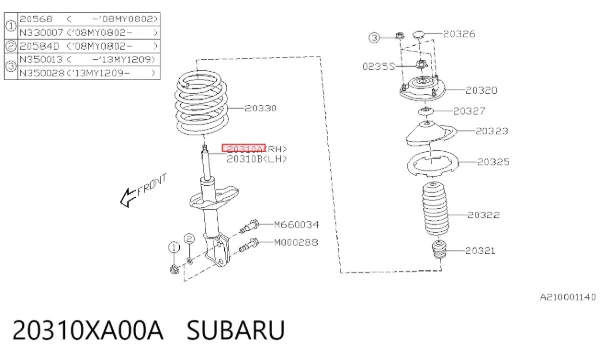 Amortyzator przedni prawy 20310XA00A Subaru