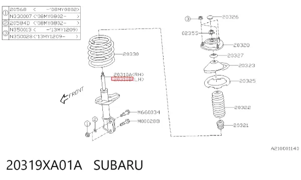 Amortyzator przedni lewy 20319XA01A Subaru