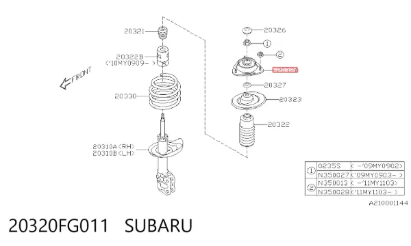 Poduszka amortyzatora przedniego 20320FG011 Subaru