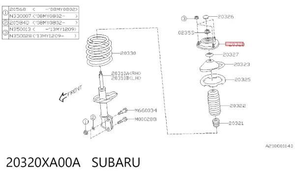Poduszka amortyzatora przedniego 20320XA00A Subaru